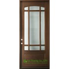 Single Solid Wood Entry Door With Dark Mahogany Finish