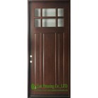 Frosted Glass Solid Wood Entry Door With Dark Mahogany Finish