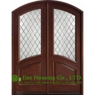  External Solid Wood Entry Door, Cristales templados Puerta