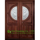  External glazed Solid Wood Entry Door supplier, Cristales templados Puerta, clear or frosted glass