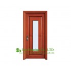 Glazing Timber veneer door for residential villa, Frosted or Clear tempered glass