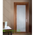 Frosted Tempered Glazed Timber veneer door for residential villa, Inward Swing Opening Exterior / Interior Door