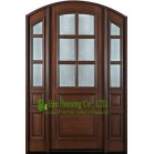 Arch Design Solid Timber Entry Door With Frosted Tempered Glass For Villas, Elegant  Entry Door With Fixed Sidelites