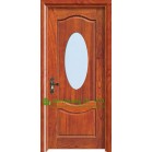 Soundproof Timber Veneer Wood Front Door With Glass, Modern Composited Timber Door Design 