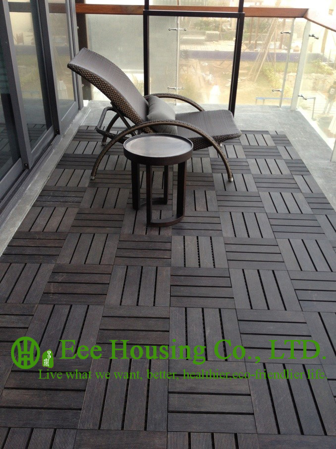 Dark Carbonized Color 300x300x23mm Outdoor Bamboo Flooring Decking